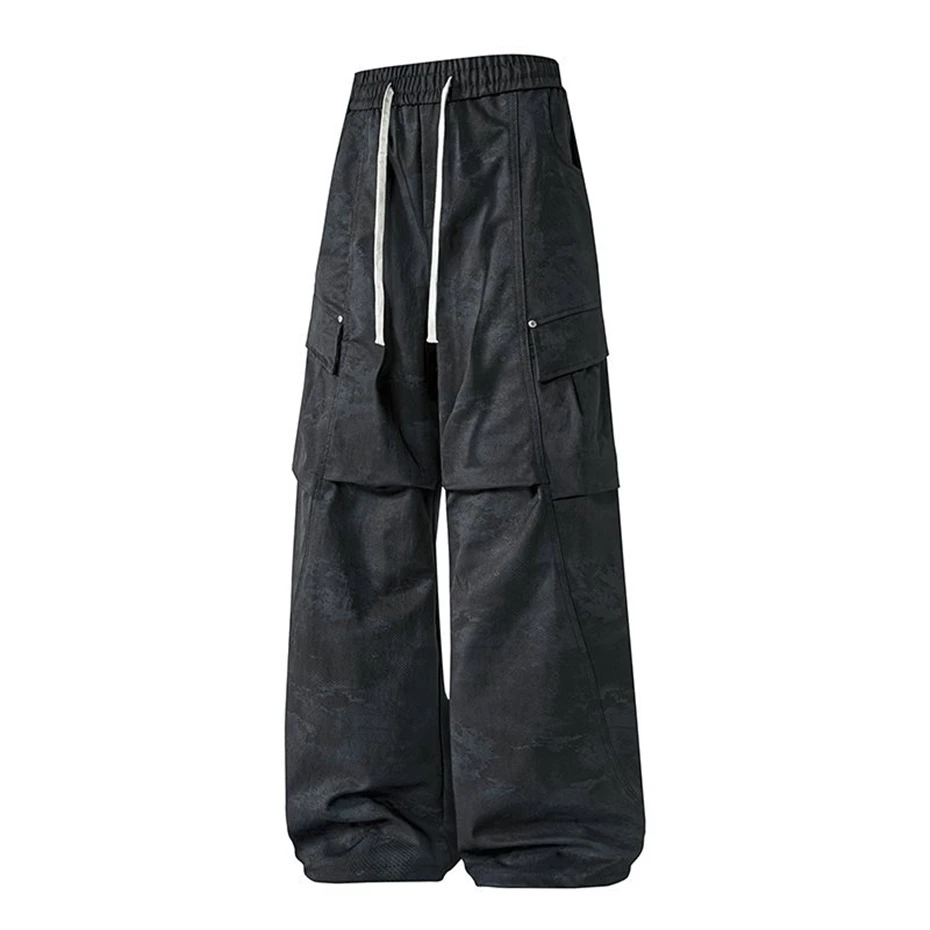 Camouflage Cago Pants Men Stretch Waist Camp Pants Fashion Casual Outdoor Straight Pants Male