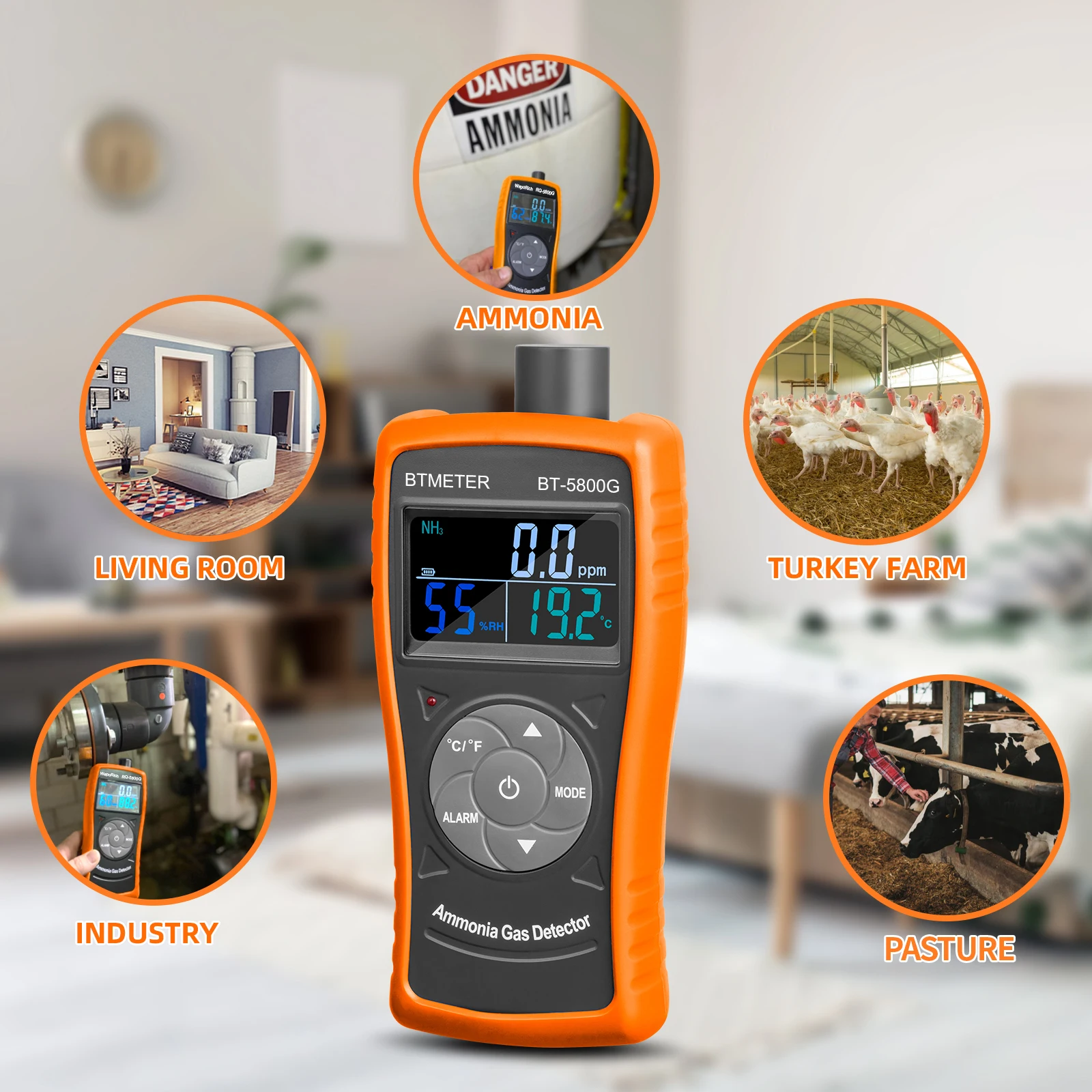 Handheld Digital Ammonia Gas Detection Analyser, With Electrochemical Sensor, Industrial Environmental Particle Test Analyser