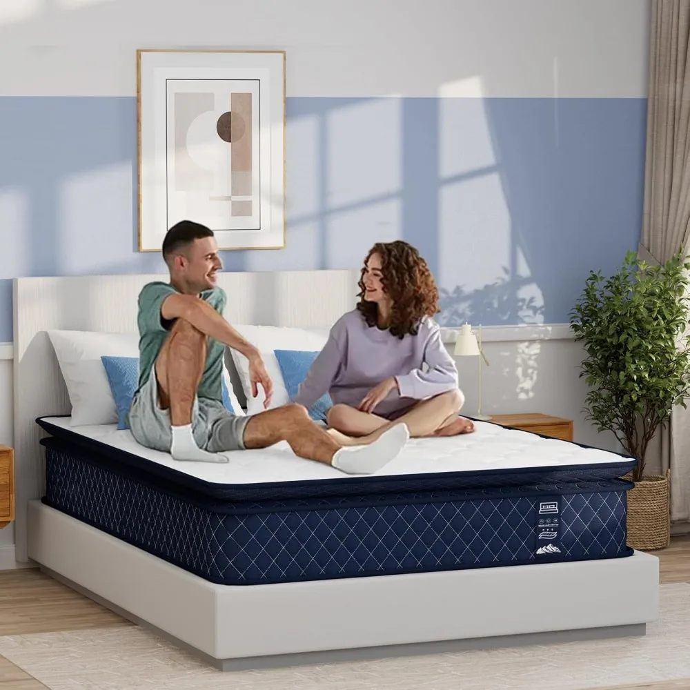 مرتبة هجينة متوسطة الثابتة مقاس 12 بوصة مرتبة زنبركية بجيب من إسفنج الذاكرة للتبريد من الجل في صندوق لتخفيف الضغط