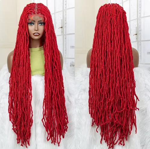 Super Long 36 Inches Synthetic Full Lace Dreadlock Box Braided Wigs for Afro Black Women Black Knotless Braiding Wigs