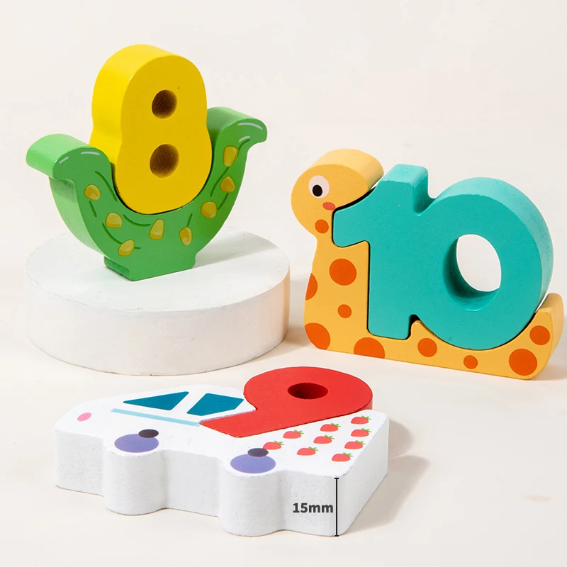 Wooden Colorful Creative Digital Matching Blocks Number Recognition & Early Learning Toy Fine Motor Skills Development Game Gift