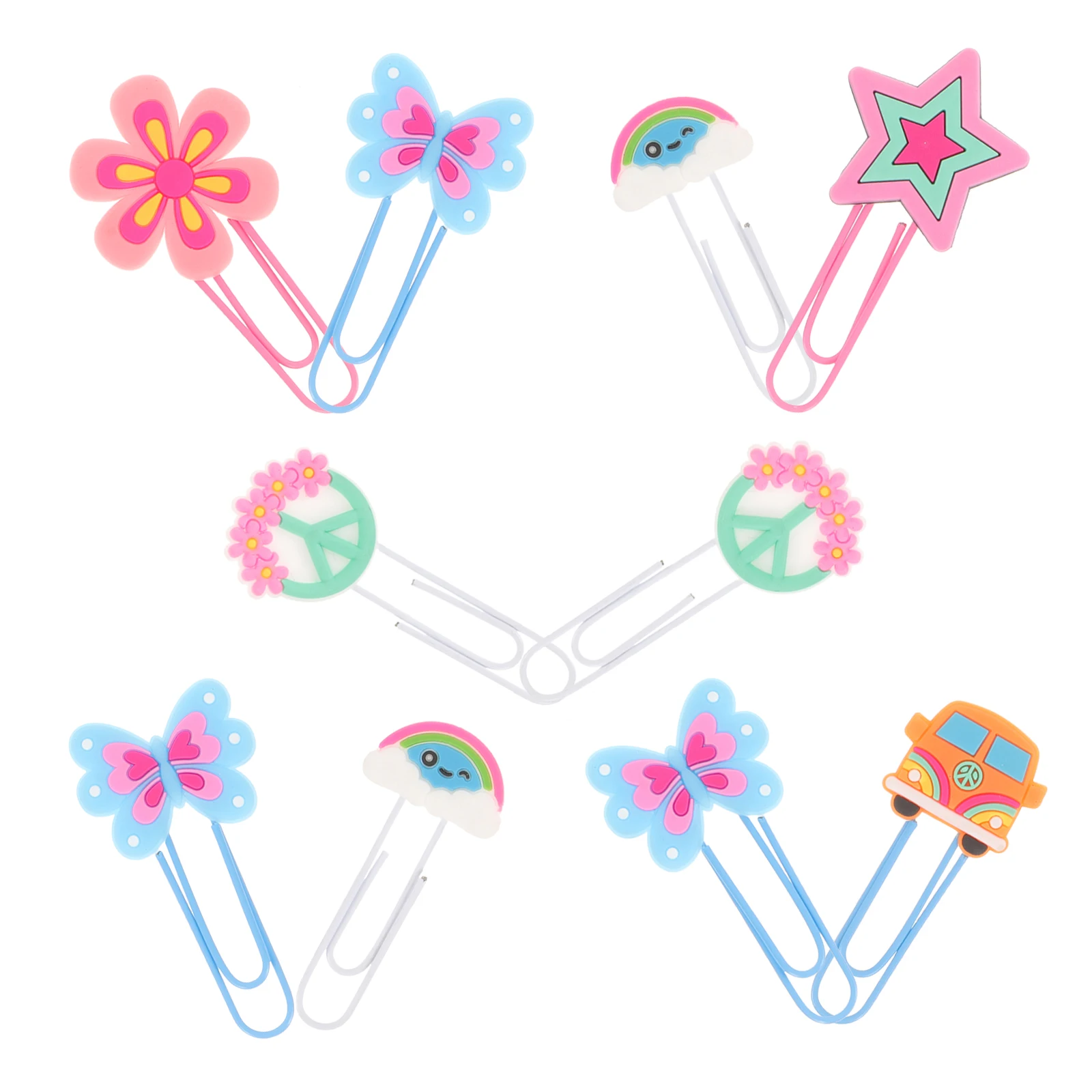 

10 Pcs Cartoon Bookmark Retro Paper Clips Cute Small Silica Gel Creative Shaped Durable Metal Practical Office School Use Hair