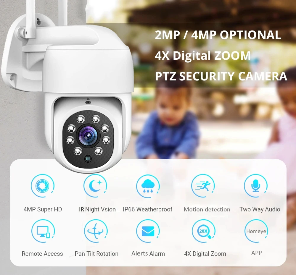 3MP WiFi Wireless Battery Outdoor Security Camera IP65 PIR Human Detection Full Color Night Vision Pan/Tilt Storage Optional