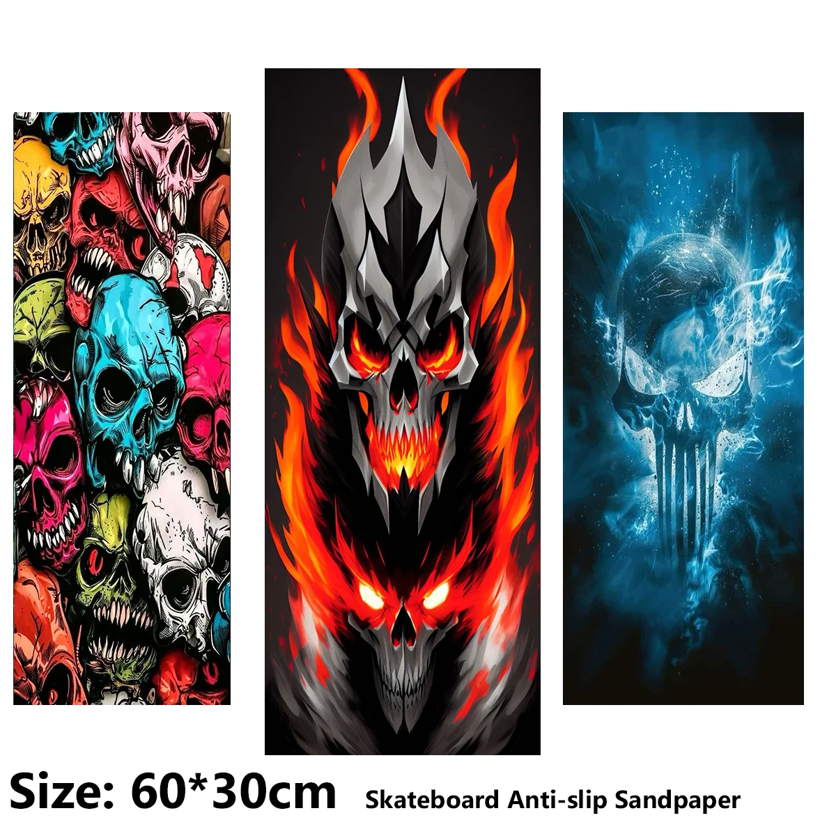 

Horror Many Skeletons Bullish Pattern Electric Scooter Anti-slip Sticker Sandpaper Skateboard Grip Tape Sheet 60*30cm