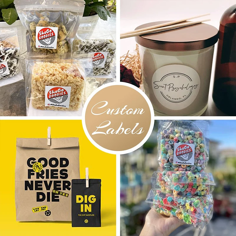 500-100Pcs Custom Stickers Customized Logo Labels Wedding Birthday Baptism Packaging Print Your Own Tags Personalized Stickers view 6