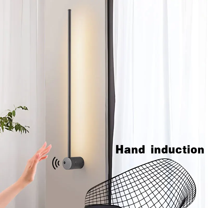 Imagem -02 - Led Hand Induction Switch Wall Lâmpadas para Casa Iluminação Interior Safa Background Nordic 360 ° Rotatable Sensor