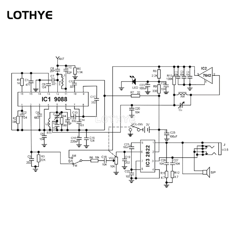 DIY Radio Electronic Kit FM AM Radio Receiver School Teaching Soldering Practice Training Circuit Board 210SP ﻿