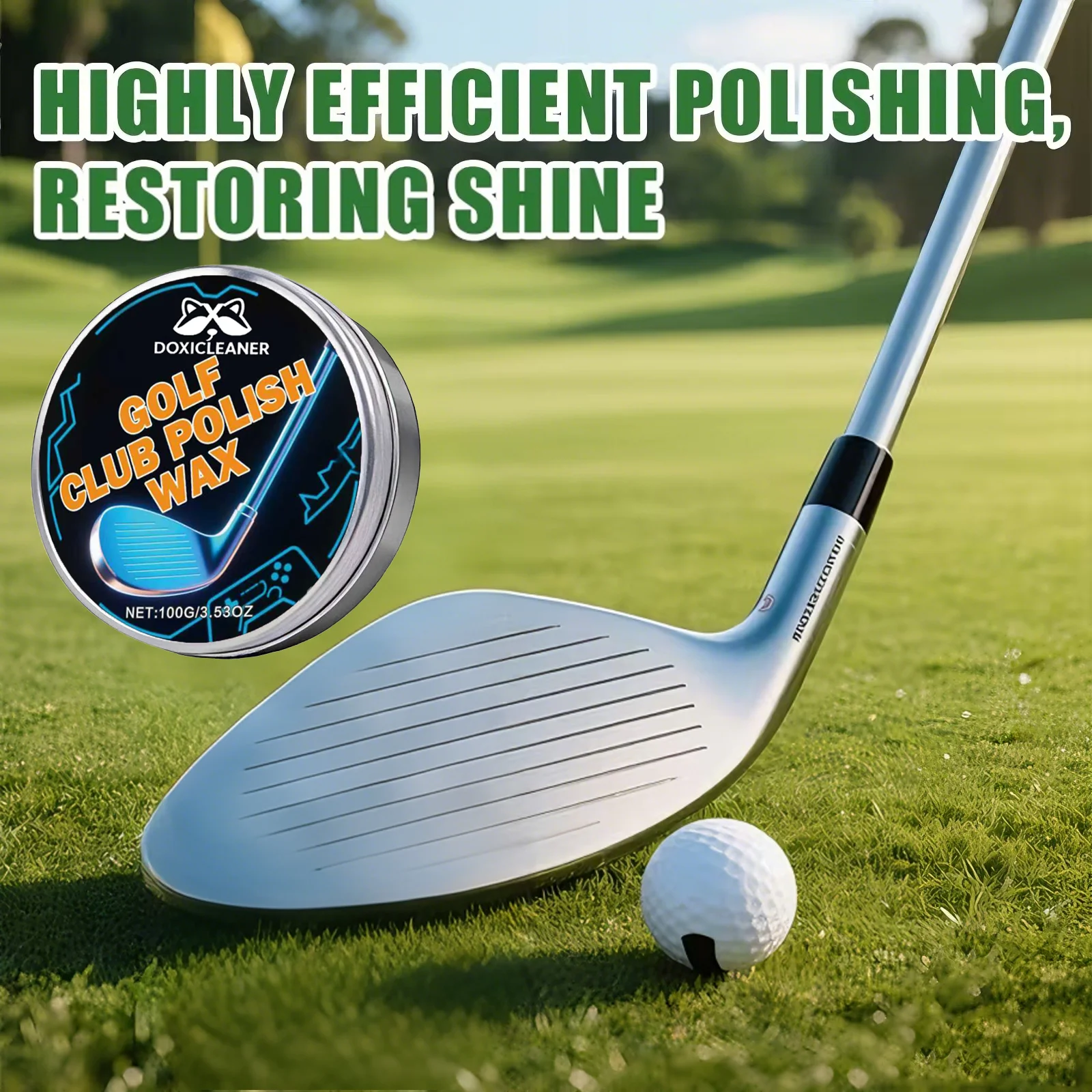 Professional golf club polishing wax - Quick application to remove scratches and metal polish, golf equipment and sports gear pr