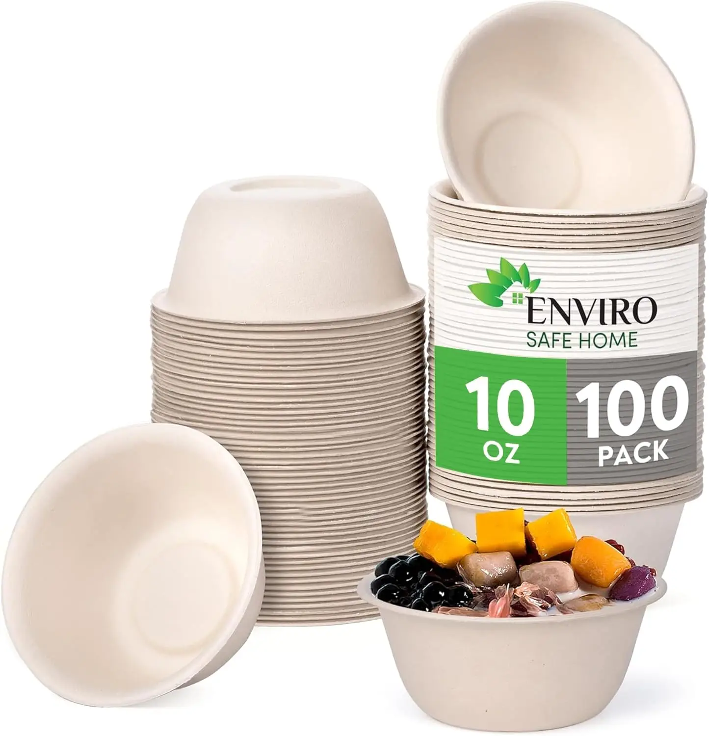 

10 Oz Bamboo Disposable Bowls For Hot Soup, 100 Pack - Small, Heavy Duty, Microwavable, Oven Safe - Perfect for Hot Foo