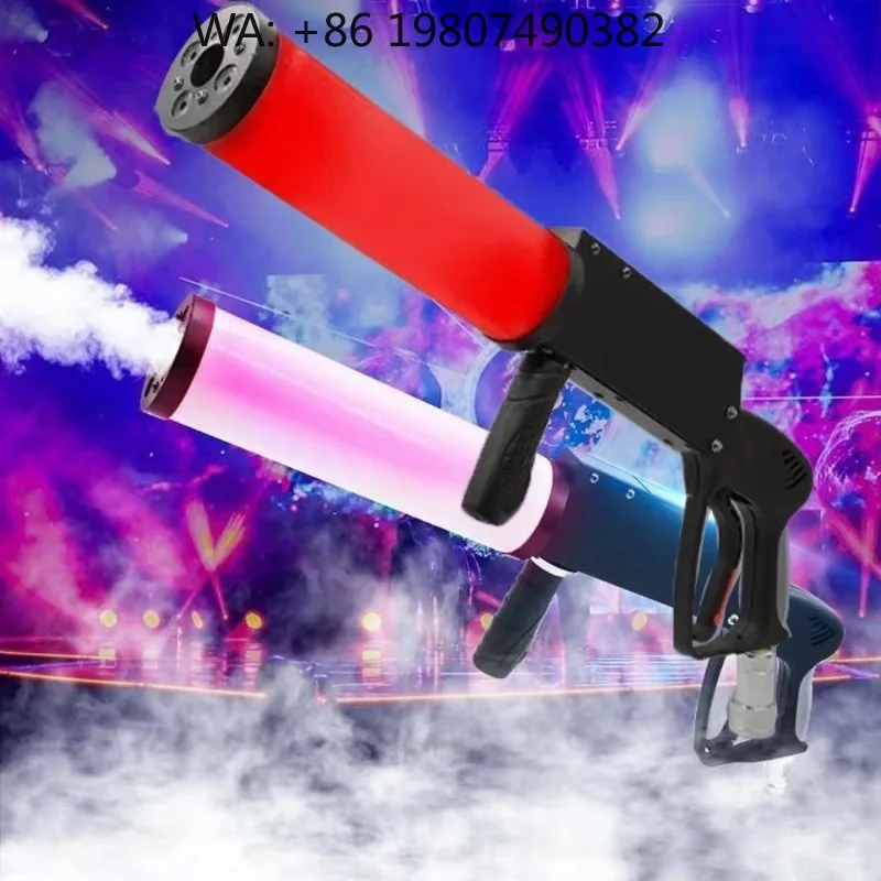 Handheld RGB LED CO2 Airsoft Cannon Portable Jet Smoke Device for Nightclub DJ Club Stage Special Effect Prop Gear