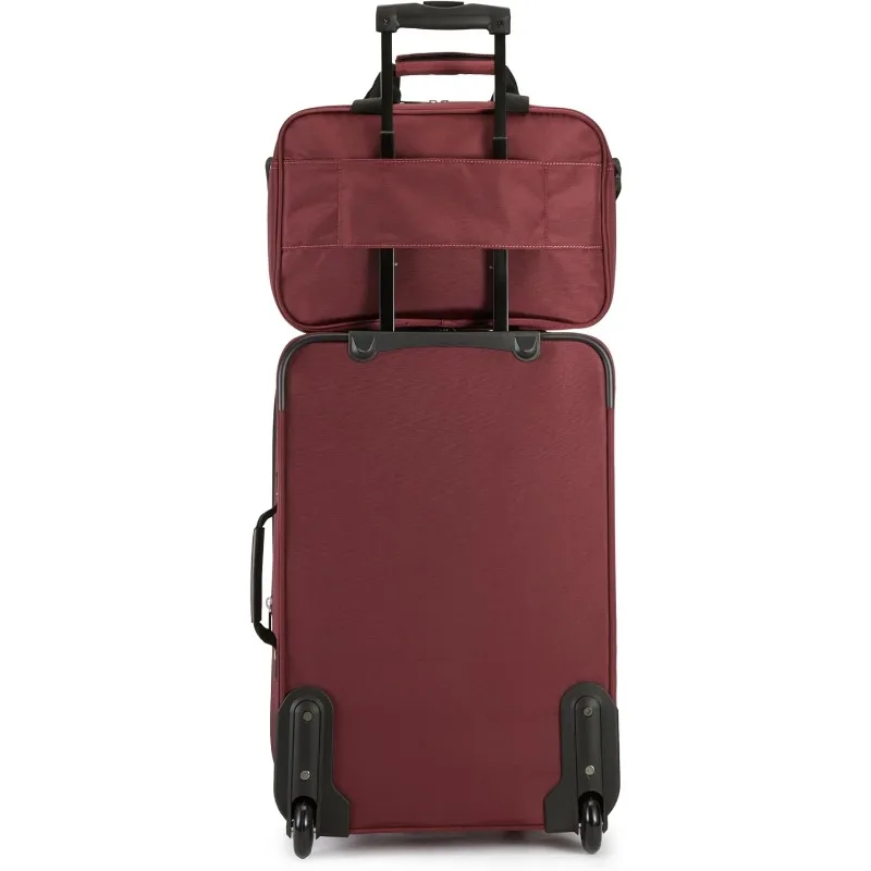 Conjuntos de bagagem, uma mala de mão macia de 23 polegadas e uma sacola de 15 polegadas, mala com rodas, espaço extra expansível (+ 15%)