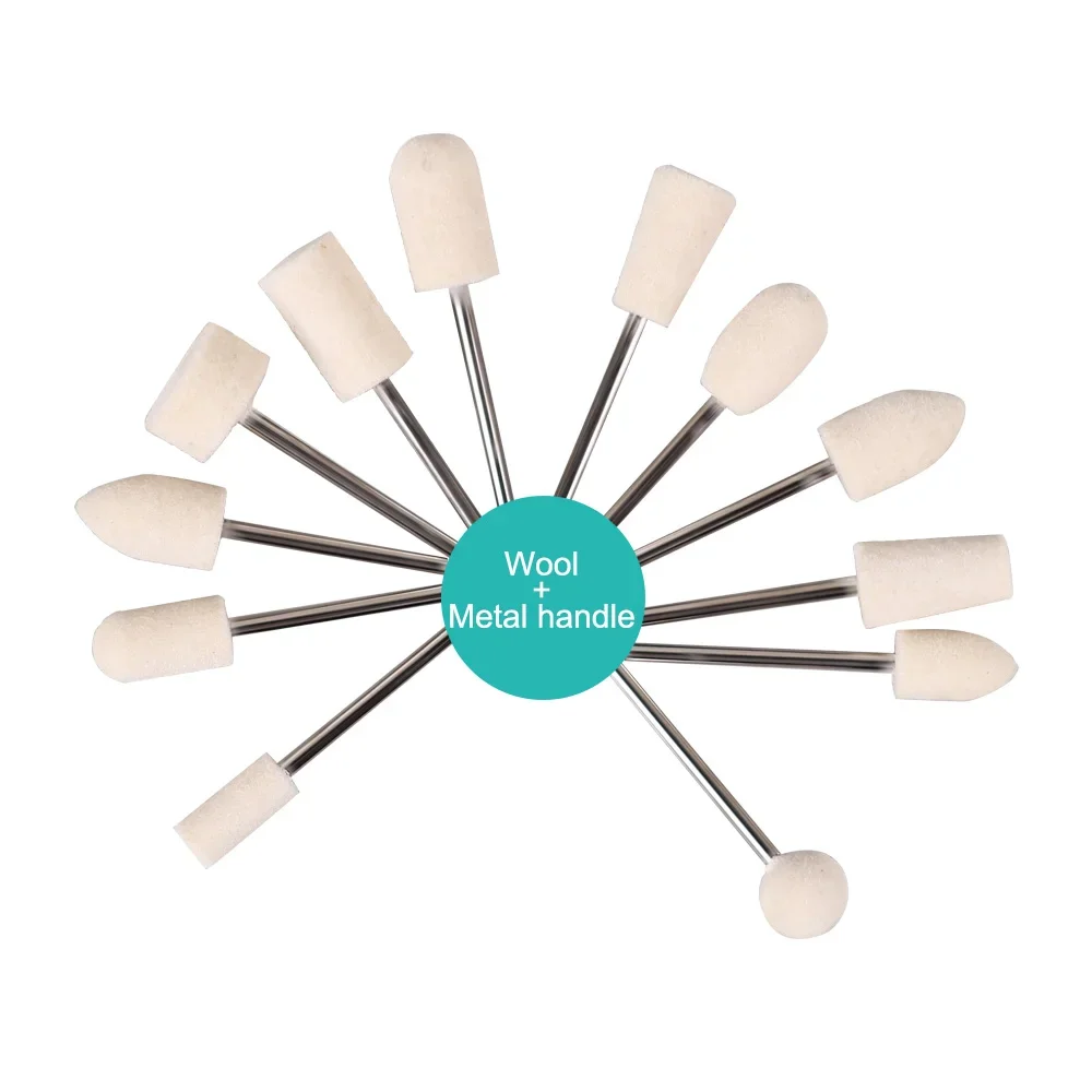 

ELIJAH 12Pcs Wool Felt Grinding Sanding Head Abrasive Buffing Wheel 2.35mm Shank Polishing Mini Drill Bit Rotary Dentist Tool