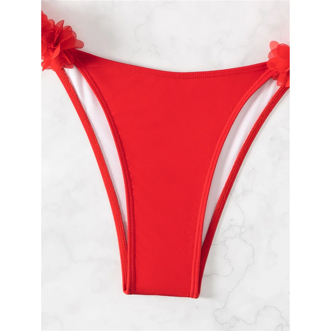 XS - L 3D-Blumen-Bandeau-Bikini mit hohem Beinausschnitt, Damen-Badebekleidung, zweiteiliger Bikini-Set, Badeanzug, Badebekleidung, Schwimmbikini V5961 – Detail 13