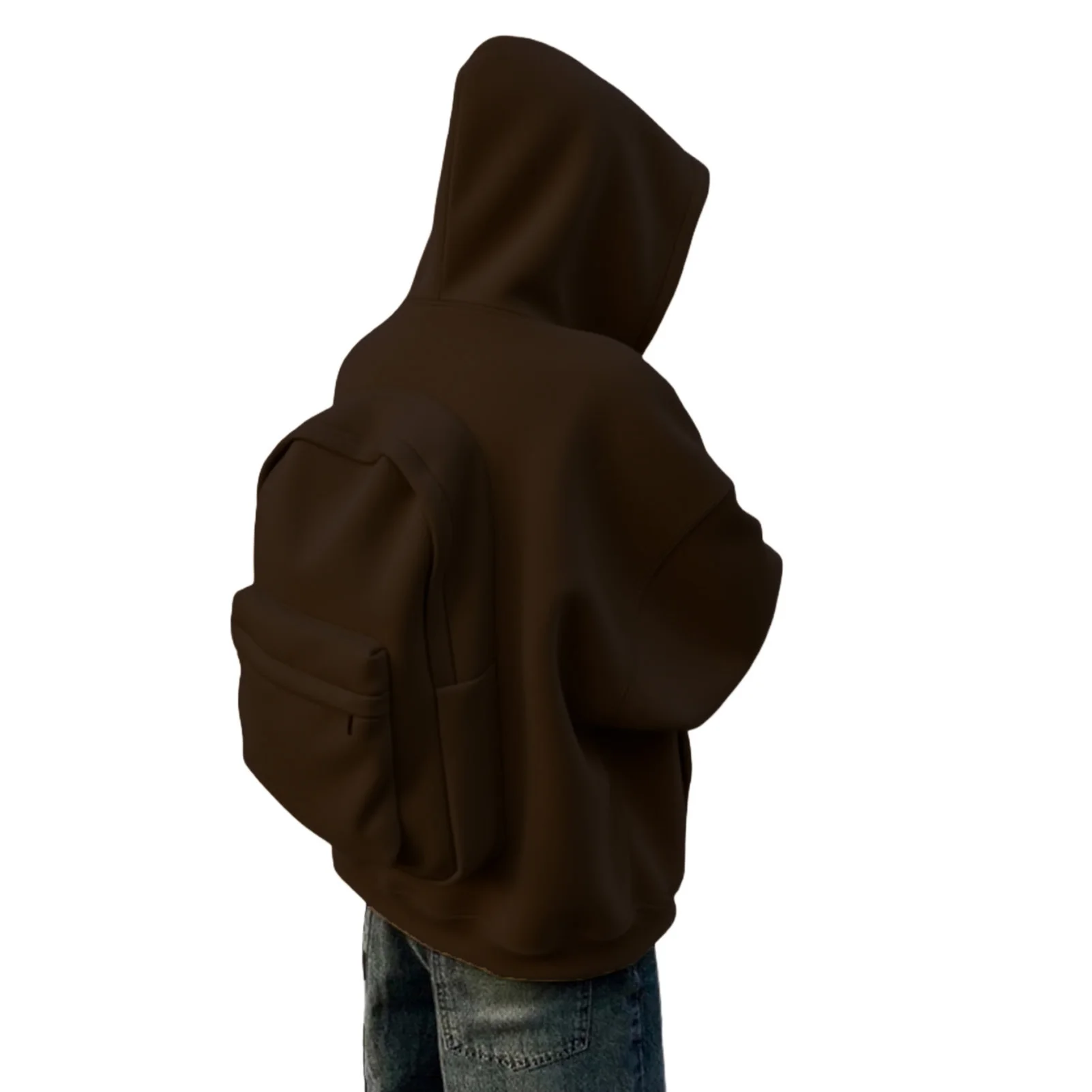 Streetwear Fashion Three dimensional Backpack Casual Hoodie Autumn Winter High Street Trend Punk Men s Top Loose Sportswear