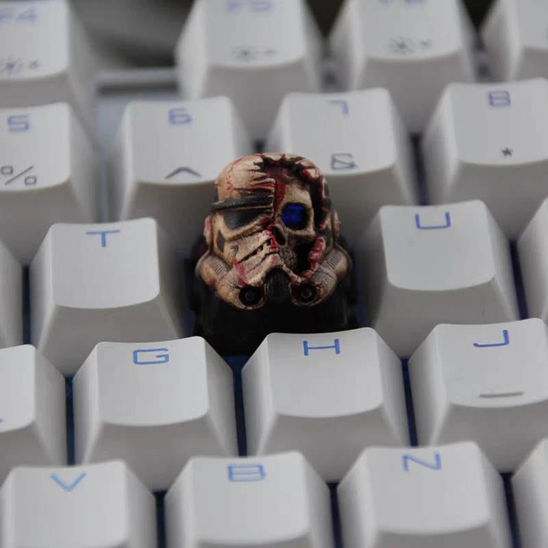 ECHOME Battle-damaged Skull Keycap Resin Artisan Anime Keyboard Cap Custom Cartoon KeyCap for Mechanical Keyboard Accessories
