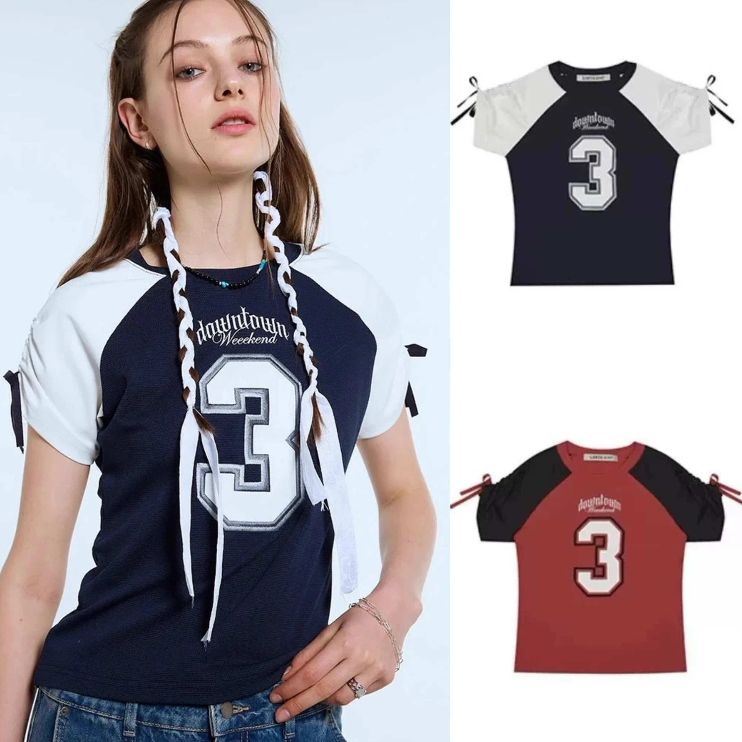 تأثير التخسيس ort Sve تي شيرت oulder إدراج تصميم عادية Sle المرأة Faion كلية Sle رقم 3 #1