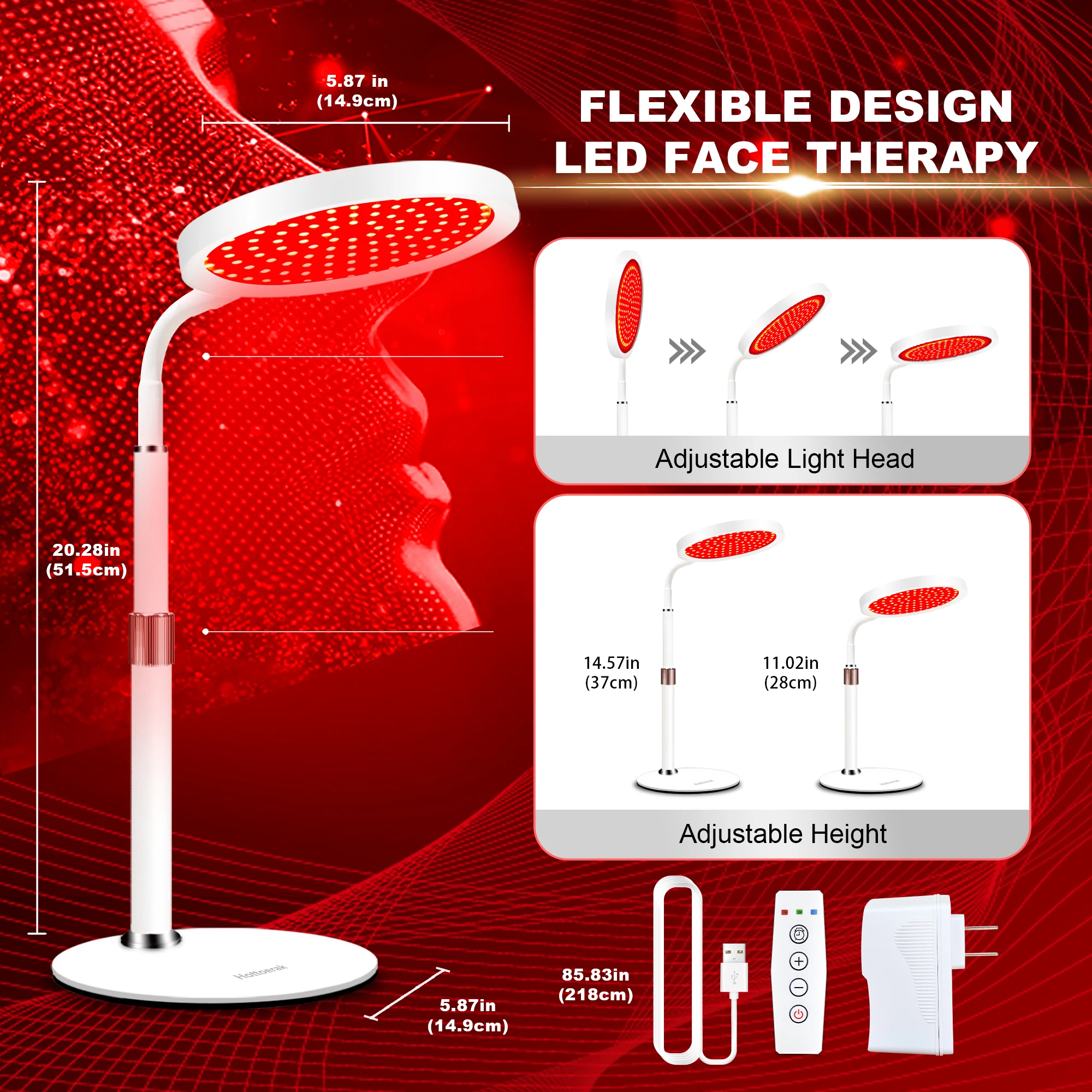 Facial care tools used on the desktop, illuminating the seven colors of phototherapy for cosmetic skin