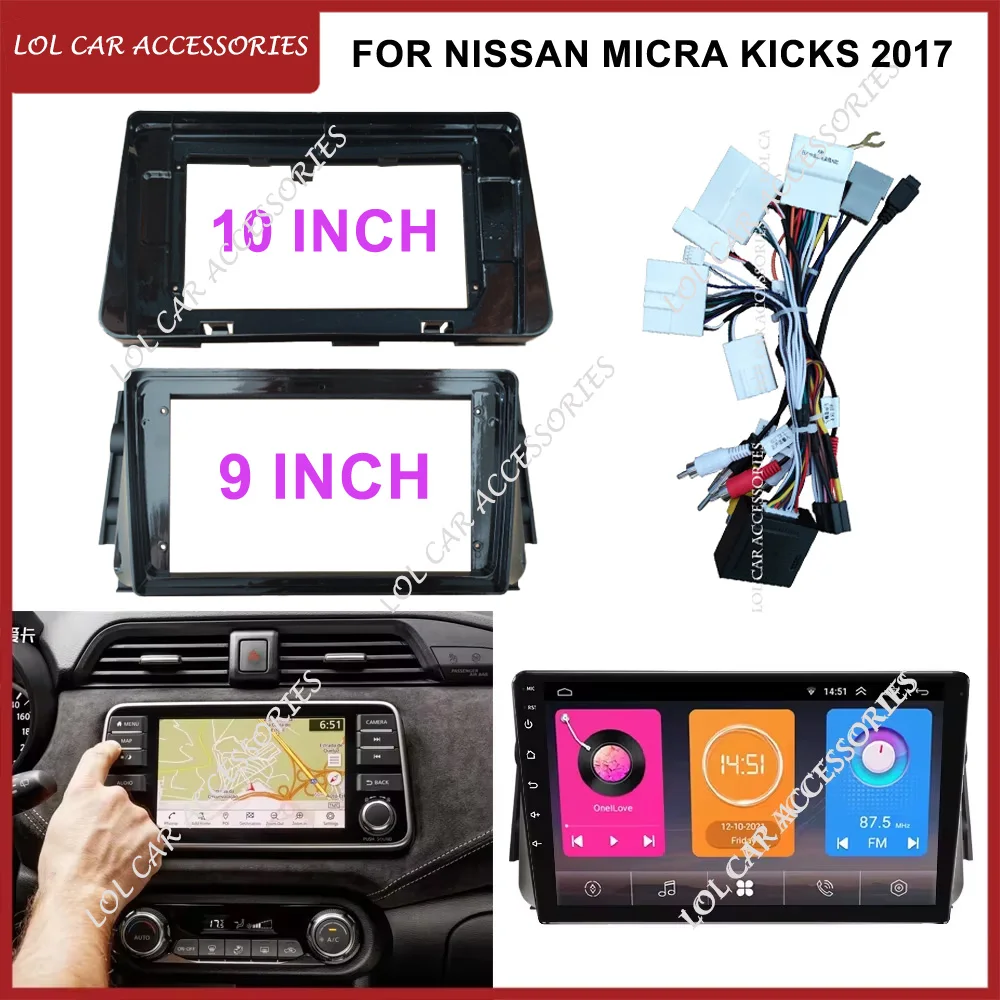 For Nissan Micra Kicks 2017 Car Radio DVD GPS MP5 Android Stereo Player Head Unit 2 Din Panel Fascia Frame Dash Cover