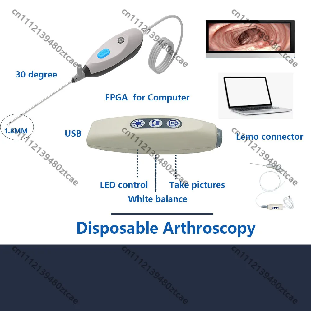 Single Use Arthroscope Endoscope Camera Module, 1.8mm &1.9mm Optional Diameter, 400×400P, USB2.0 Plug And Play