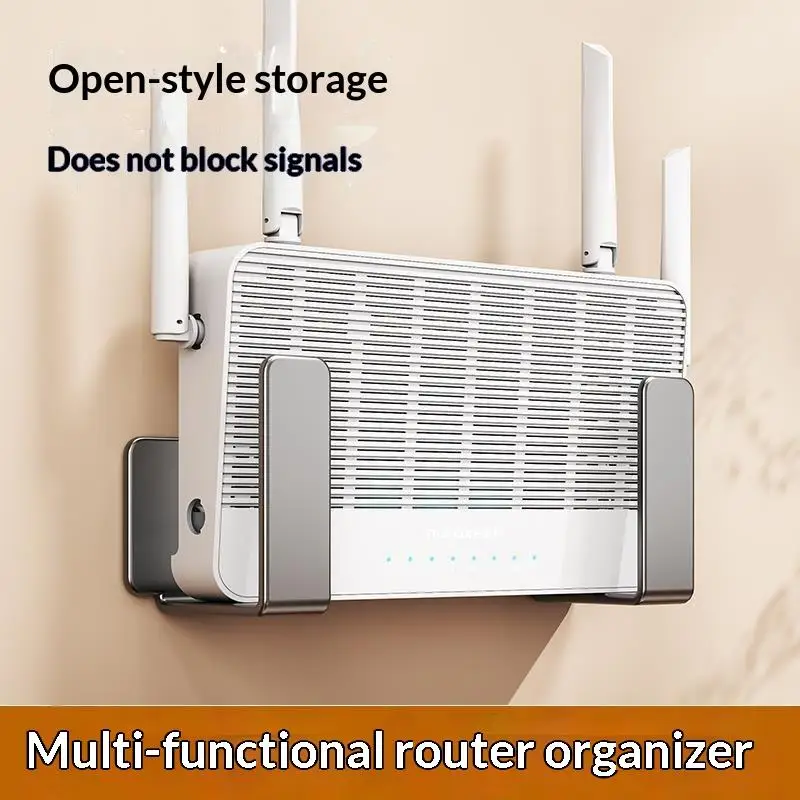 No-Drill Wall Mount Router Storage Box | TV Network Fiber Set Topbox Holder | Multi-Functional Media Device Shelf For TV