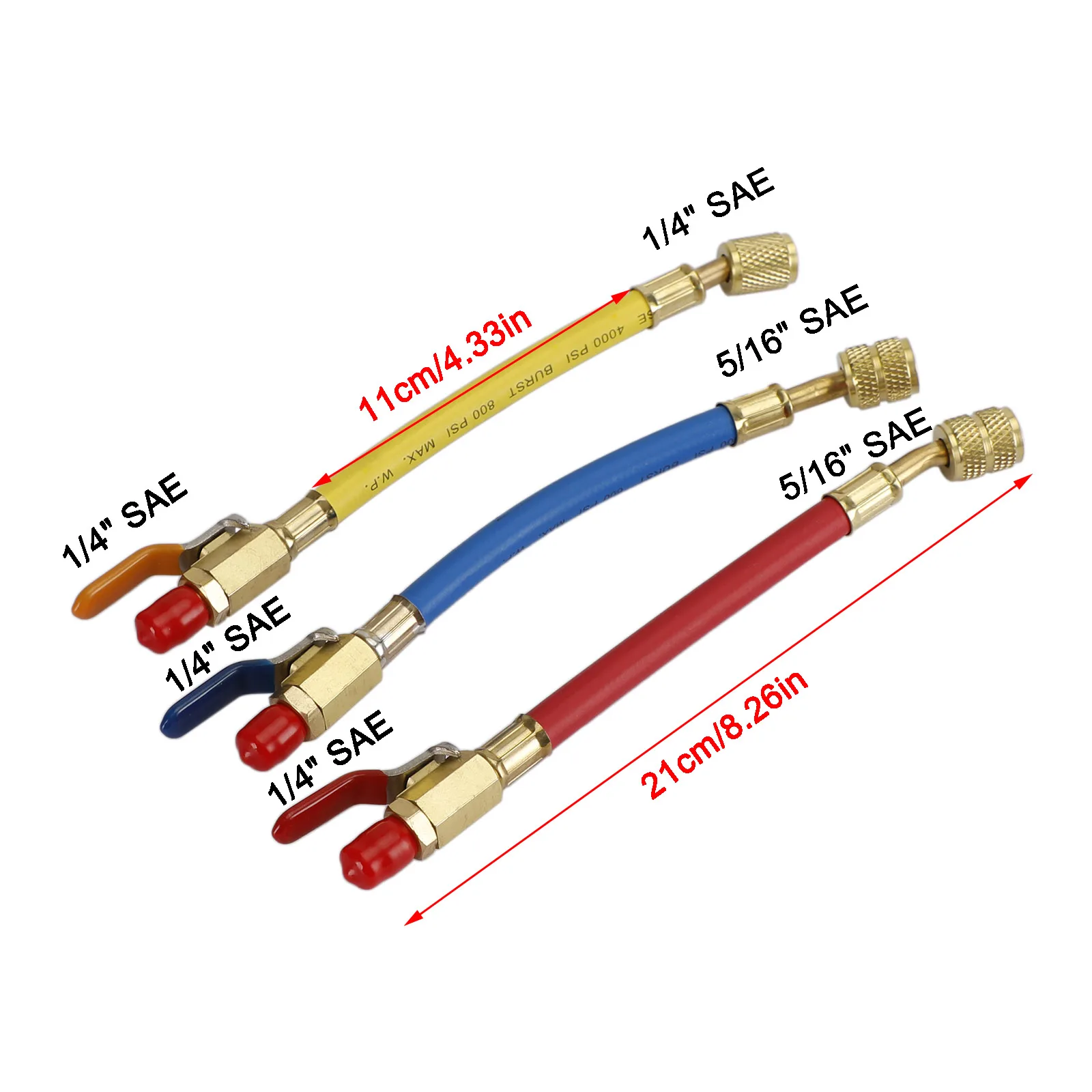 Artudatech 3Pcs R410A Ball Valves Set For Charging Refrigeration Hose Air Condition HVAC