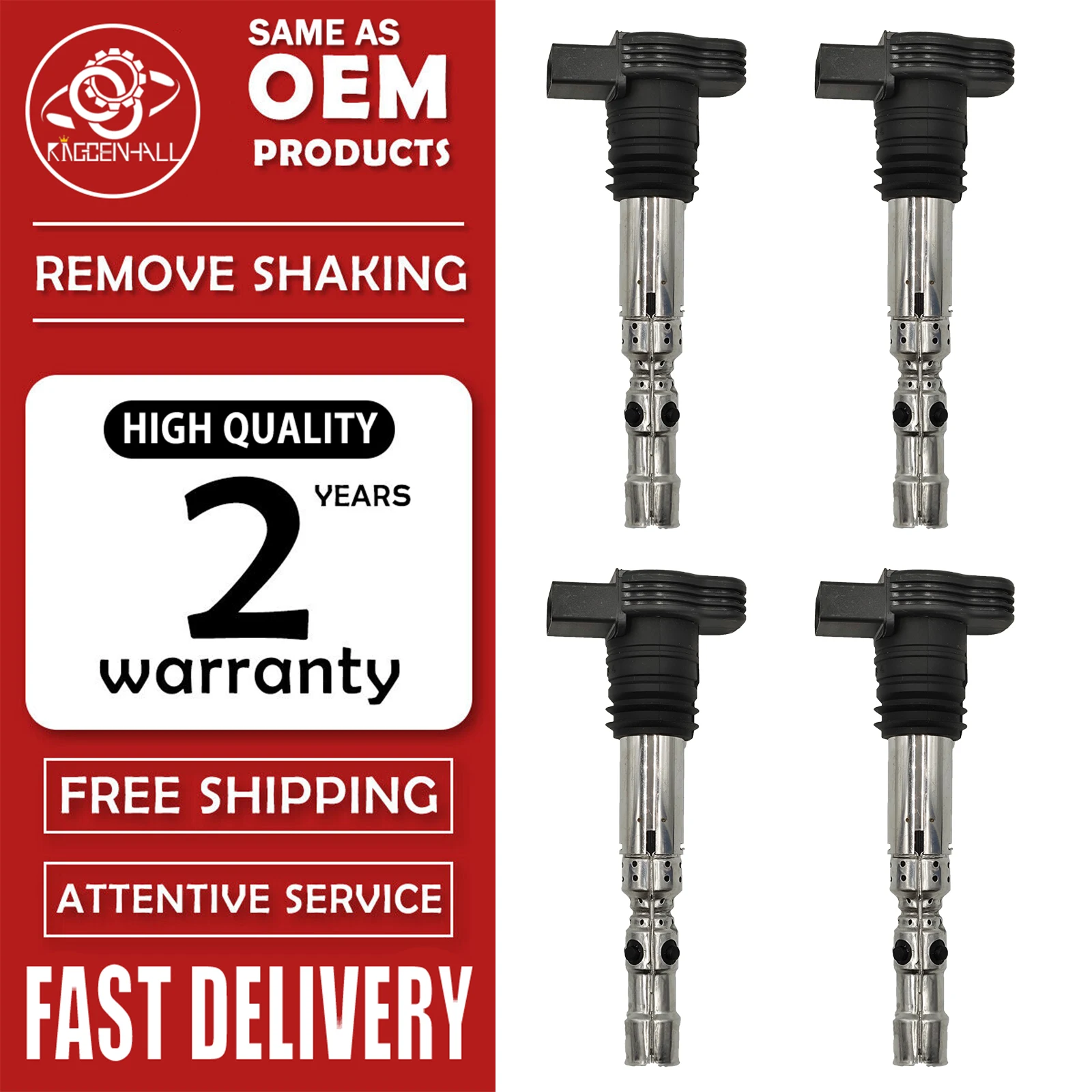 

4PCS High Quality Ignition Coil Pack 06A905115A 06A905115 Compatible With Audi TT A4 VW Golf Passat Jetta 1.8T 1997-2006
