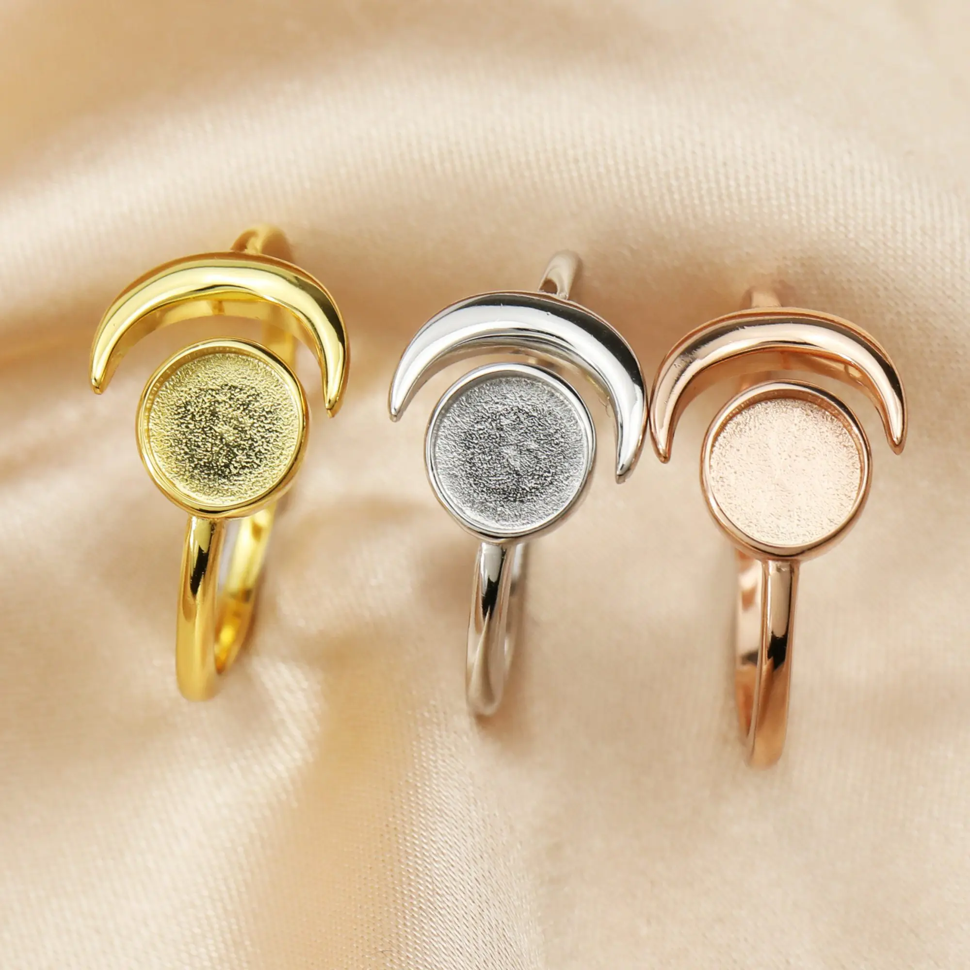 6MM Keepsake Mother Milk Resin Round Bezel Ring Settings Full Moon Solid 925 Sterling Silver Rose Gold Plated Ring 1294328
