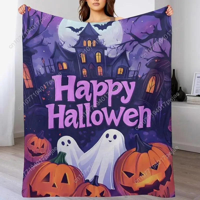 

Halloween Wicked Pumpkin Ghost Blanket Lightweight Soft Flannel Blanket Suitable For Sofa Beds Living Rooms Custom Blankets