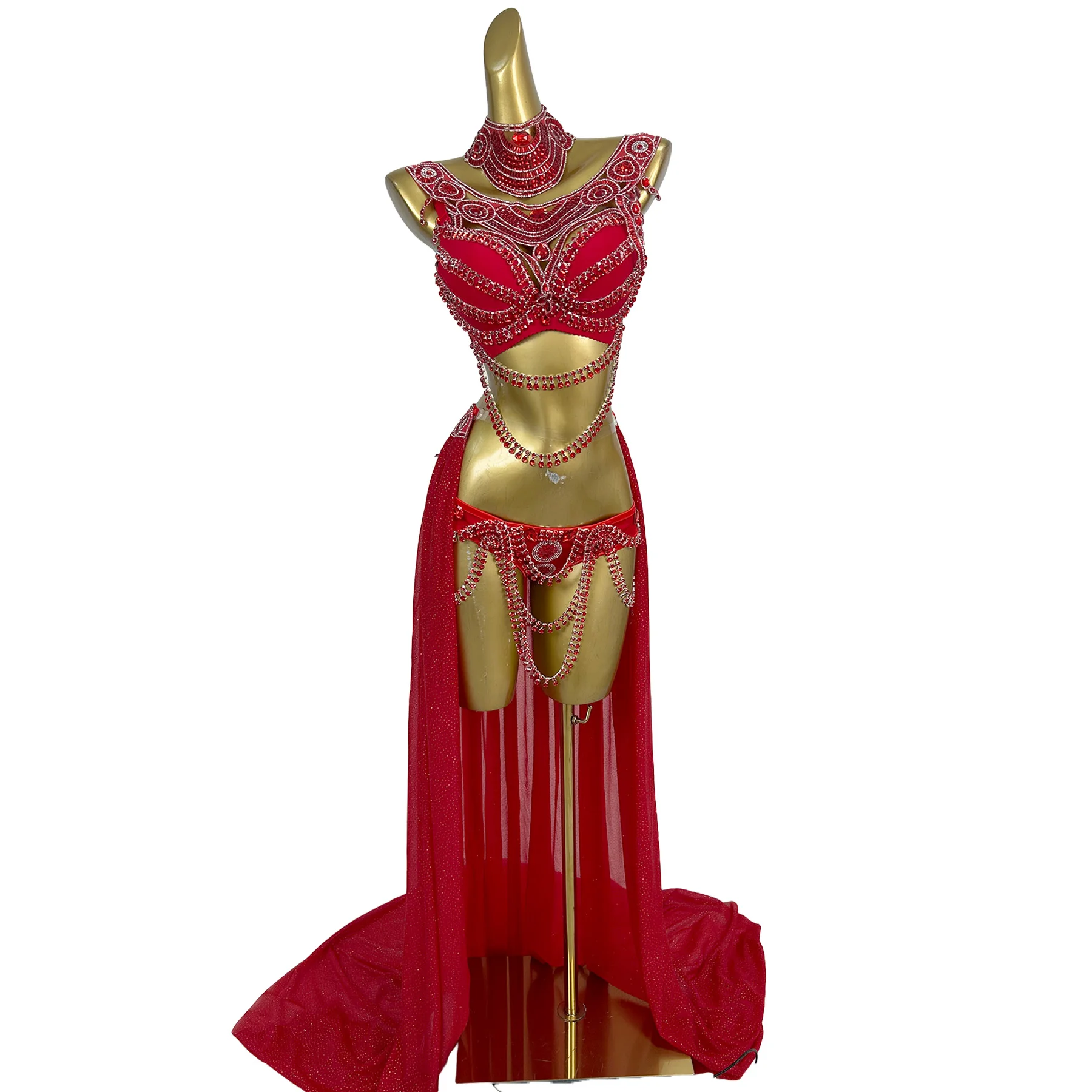 

Сексуальный красный комплект для экзотического танца живота: топ, шорты и юбка с пайетками и стразами, костюм для выступлений на фестивалях и сценических шоу