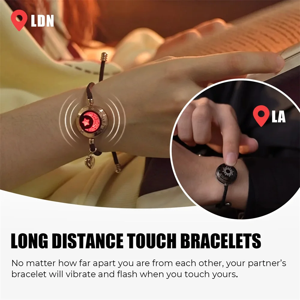 Totwoo long distance touch Bracelets for Couples Long Distance light up&Vibrate Moutain&Sea Love Bracelets Smart Jewelry sets