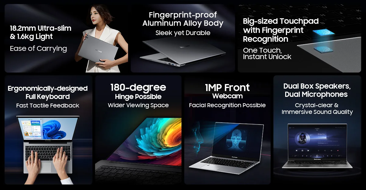 Blackview AceBook 8 Laptop, 15,6 Zoll, Intel-Prozessor N150, 16 GB RAM, 512 GB SSD + Erweiterung auf bis zu 1 TB, Windows 11 Home. – Detail 5