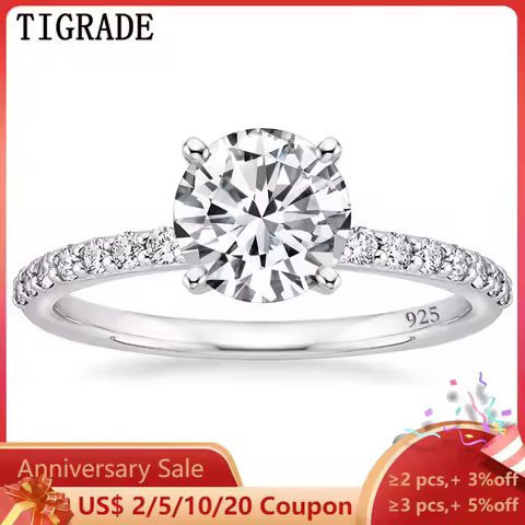 TIGRADE 925 Sterling Silver for Women 1.25 CT Round Solitaire 5A+ Cubic Zirconia Engagement Ring Halo Promise Ring Size 4-12