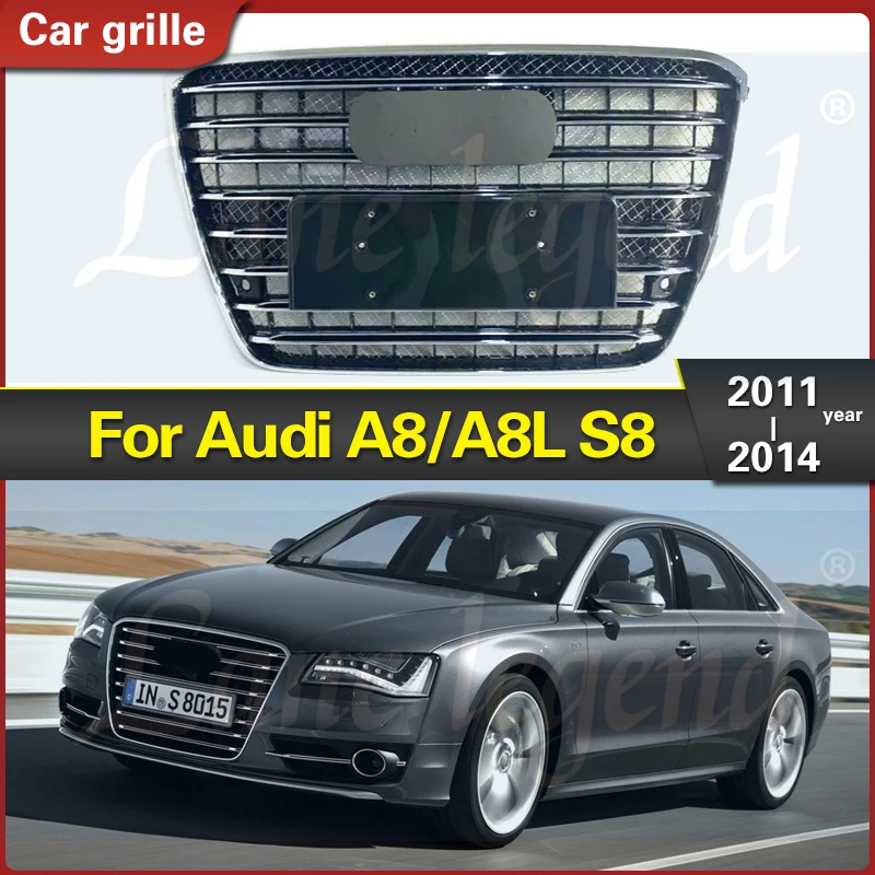 

car front bumper grille for S8 Style racing grille For Audi A8 A8L S8 2011-2014 ABS Front Radiator Mesh Grille Trim Accessories