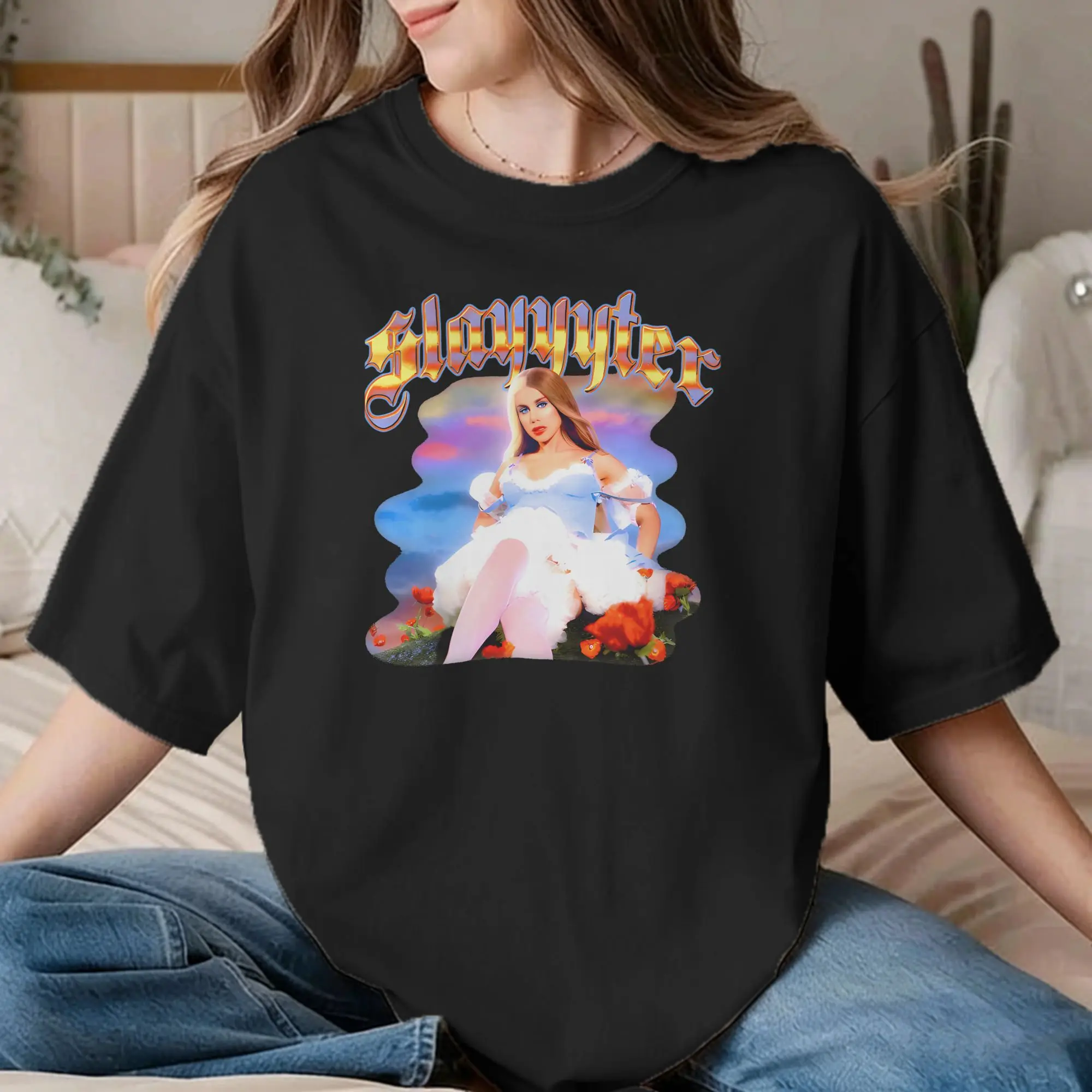 Vintage Style Singer Electro Pop Slayyyter for Men Women T Shirts  Funny Tees Round Collar T-Shirt Pure Cotton Big Size Tops