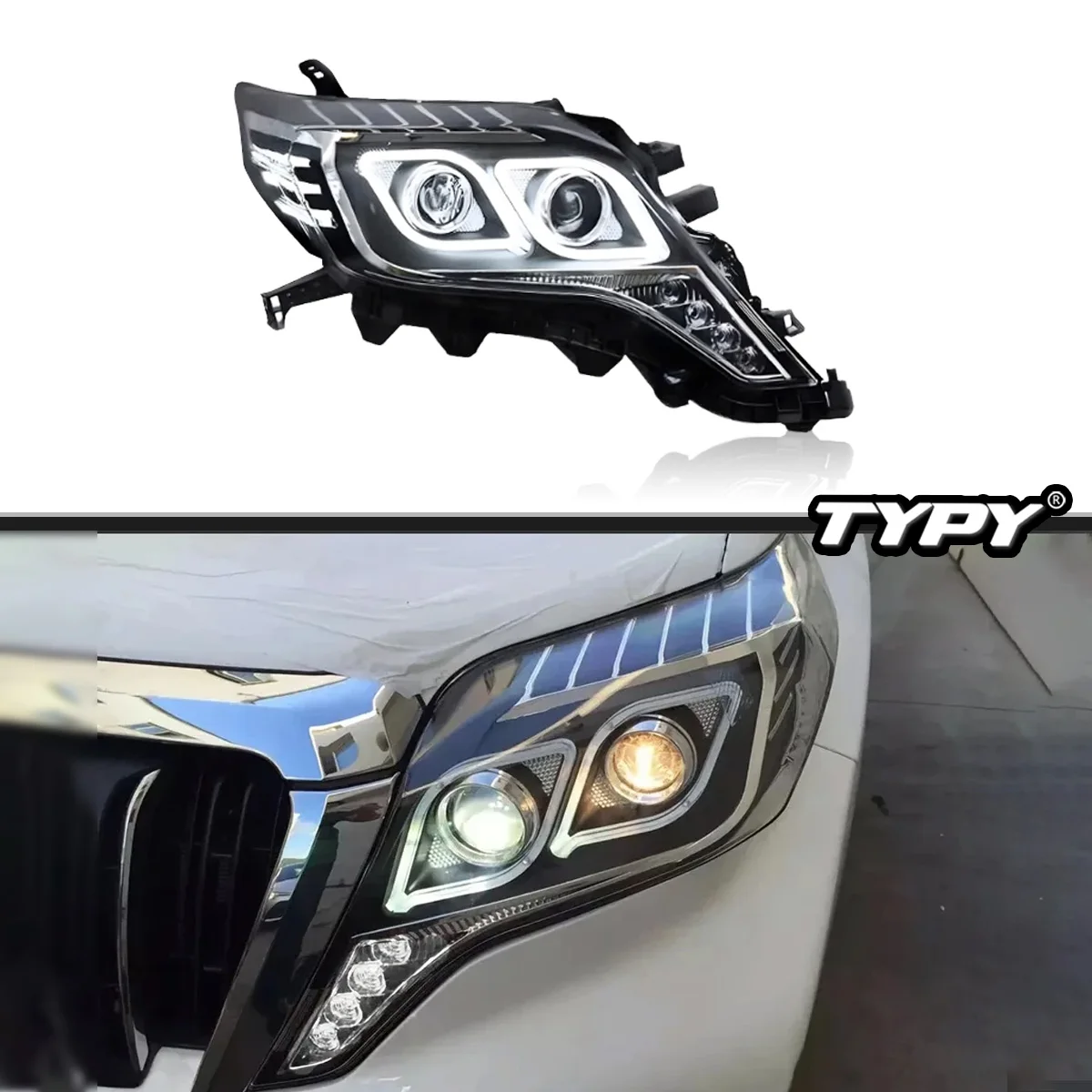 

TYPY New LED Head Lamp Upgrade Modified For Toyota Prado 2014-2016 Headlight Dynamic Signal Head Lamp Auto Accessories