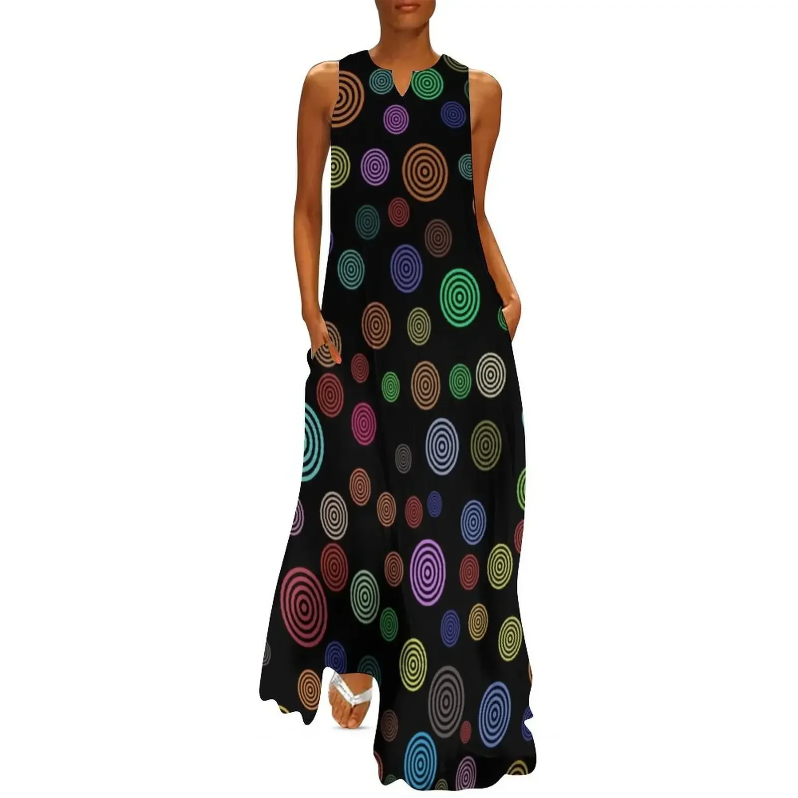 

Colorful circles pattern Long Dress clothes for woman women's summer jumpsuit Dress for girls sexy short dresses daring Dress
