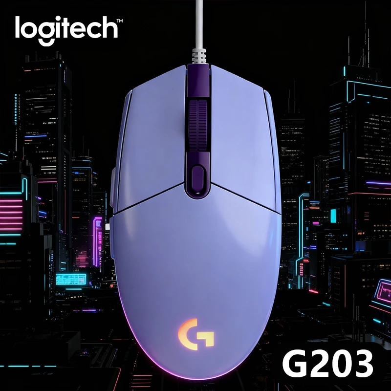 

Игровая мышь Logitech G203, беспроводная связь LIGHTSPEED, 12000 точек на дюйм, датчик HERO, ножки из ПТФЭ 250 км, длительный срок службы