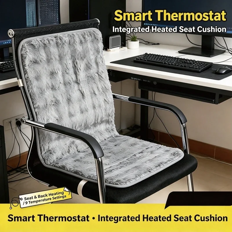 Office Chair Integrated Thermostatic Mat Electric Heating Cushion With Backrest 9 Gears 44x88cm Temperature Seat Heating Pad