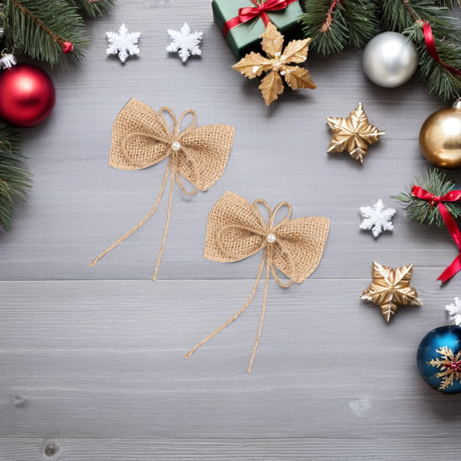 

15 Pcs Christmas Tree Bow Ornament Bows Bowknot Party Decoration Decorations for Wreath Embellishments Crafts Topper Burlap