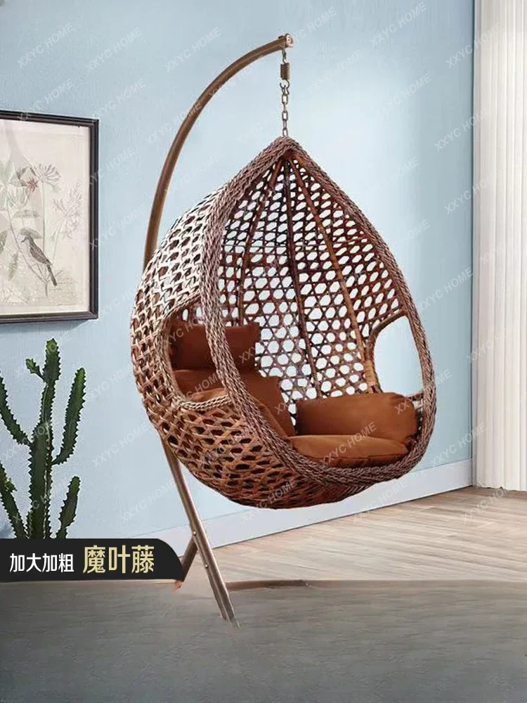 Hanging Basket Rattan Chair Glider Cradle Hammock Balcony Swing Rocking Chair Indoor