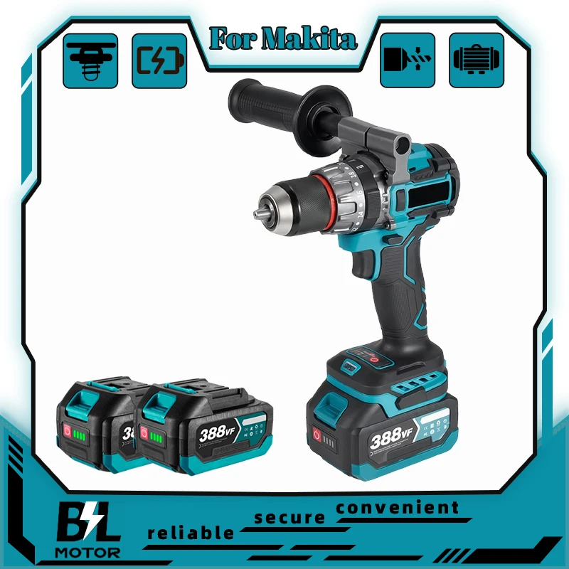 

Ice Fish Breaking 150N.m 13mm Brushless Electric Impact Drill Cordless Screwdriver DIY Power Tools For Makita 18V Battery Pin
