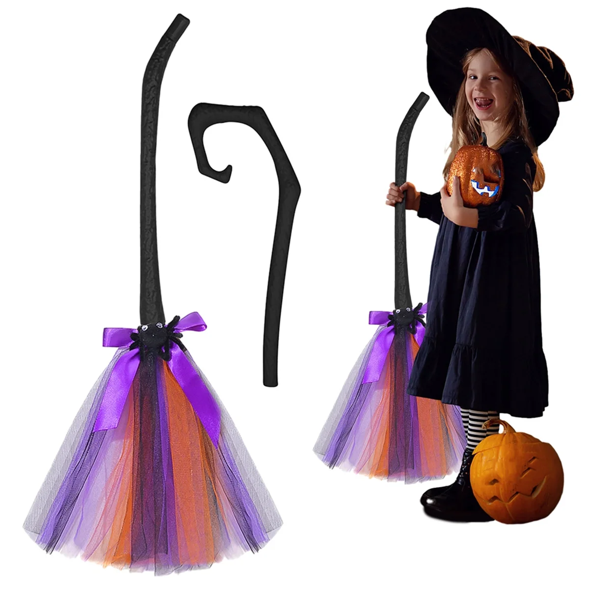 Halloween Jurk Heks Bezem Kinderen Volwassen Cosplay Rekwisieten Accessoires Vliegende Heks Bezem, B Groen