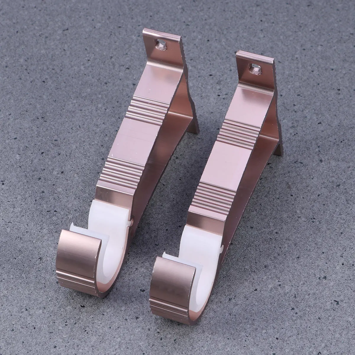 

2pcs Aluminum Alloy Curtain Rod Bracket For Ceiling Mount Drapery Holder Window Door Single Track Support With Screws Rose Gold
