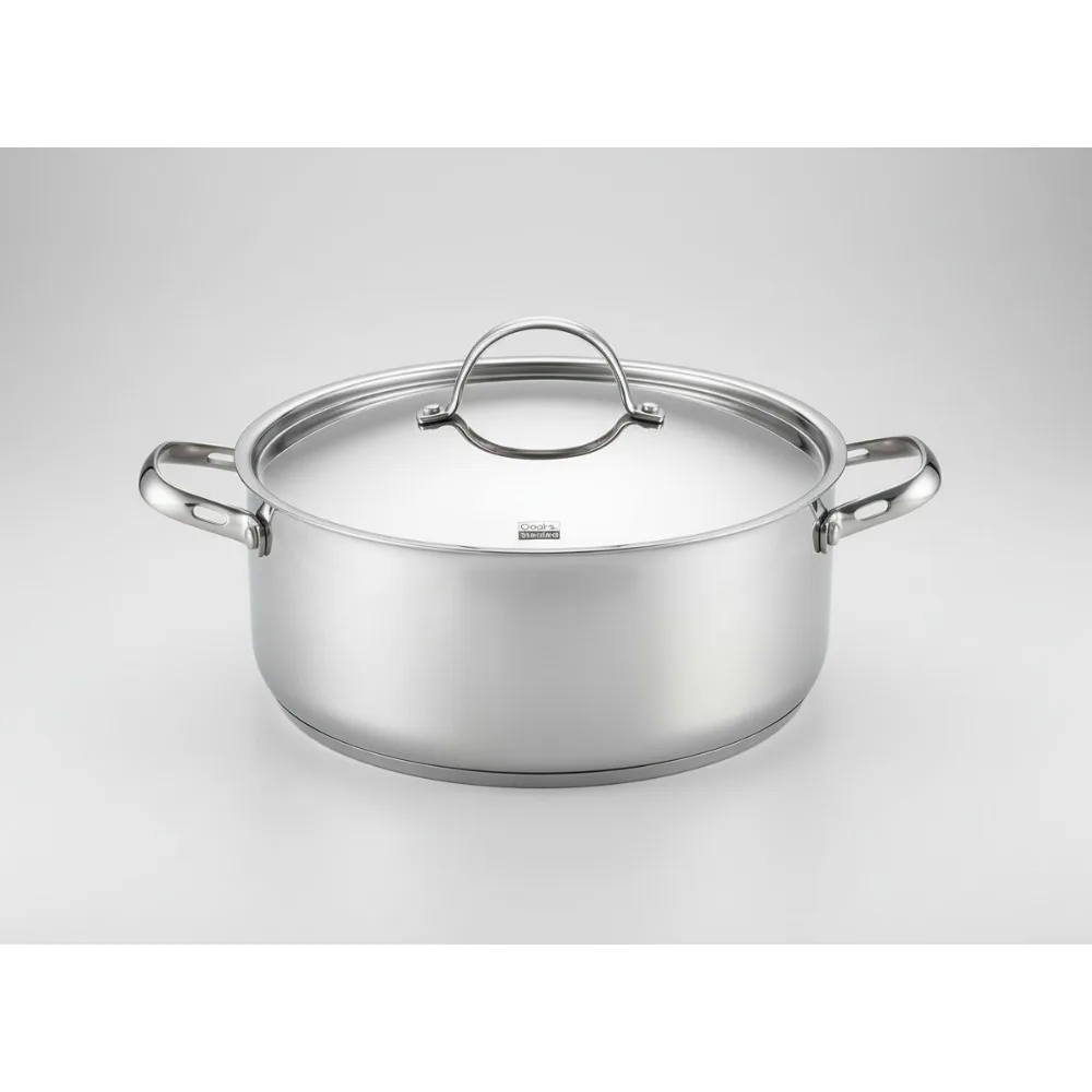 

Premium 7-Quart Stainless Steel Stock Pot with Lid, Tri-Ply Clad for Even Heating, Induction Compatible Cookware for Home Chefs