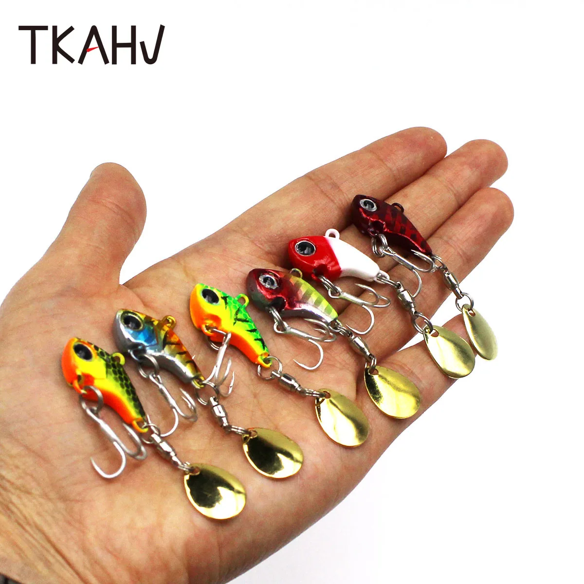 TKAHV 5 PCs/kit 7g Spoon Fishing Lure Metal VIB Sequin Vibration Spinner Hard Bait Jig Wobblers Bass Artificial Trout Swimbait