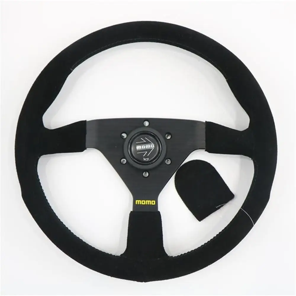 

14 Inch Car Modified Steering Wheel Suede Flat Sport Deep Concave Steering Wheel 350mm Universal Track