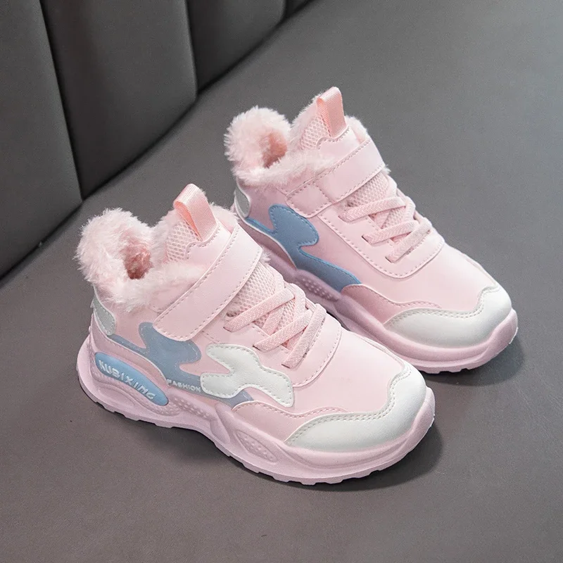 

Повседневная обувь для мальчиков, зимняя теплая детская обувь на меху, детская обувь, хлопковые сапоги для детей со снегом, уличные детские кроссовки, пушистые 29-39