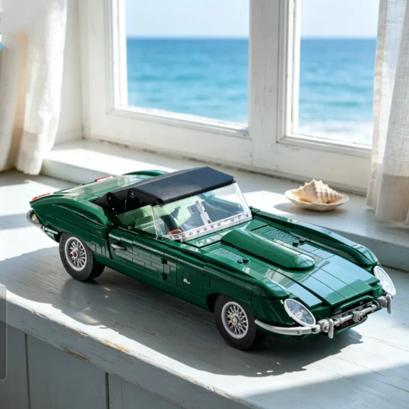 For adult Party GiftsIn Stock Technical Vintage Green Sports Car Type E Building Blocks Display Model Collector's Edition Toys