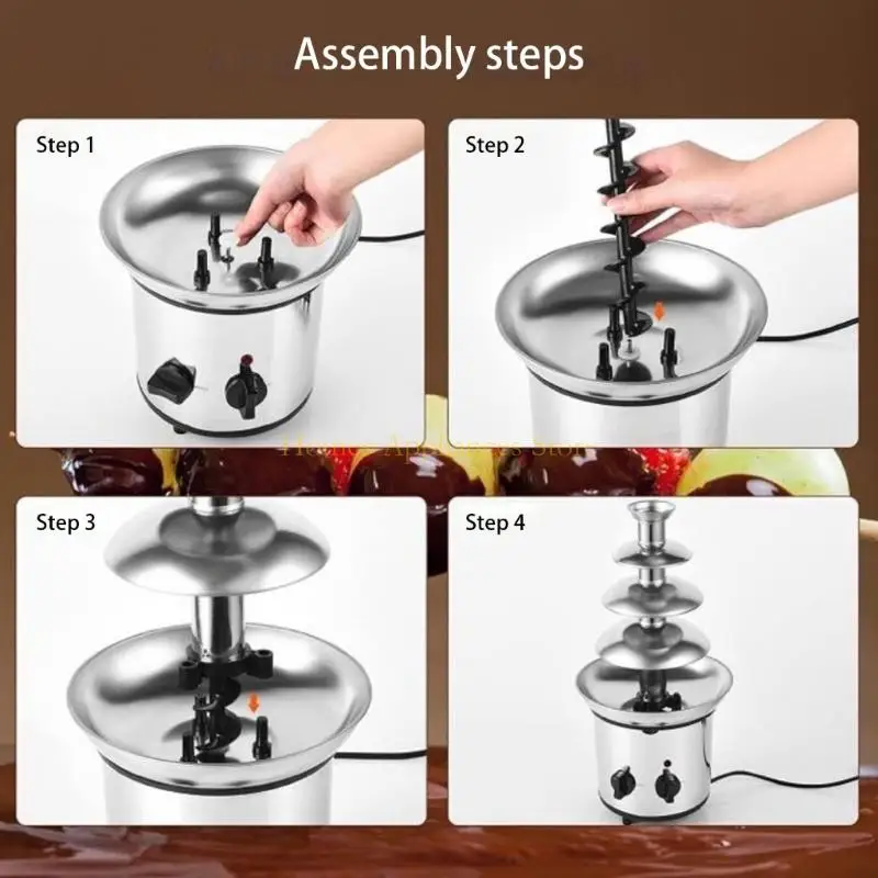 D0AB آلة نافورة الشوكولاتة من الفولاذ المقاوم للصدأ لأعياد الميلاد وتجمعات الاحتفالات