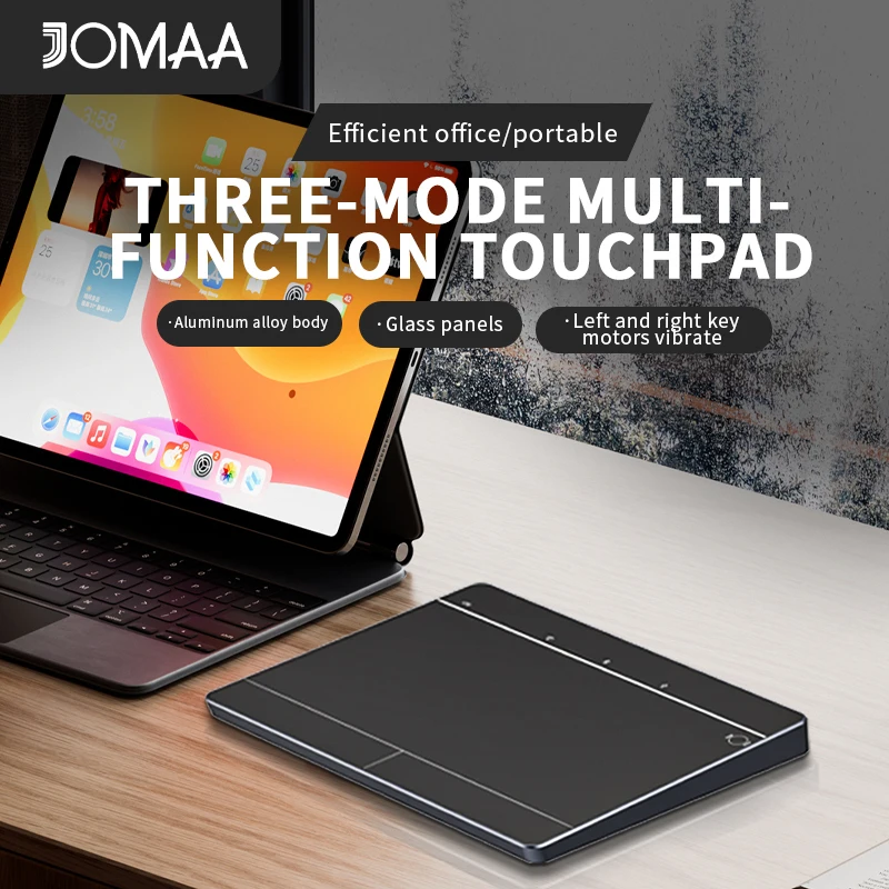 JOMAA Bluetooth Tri-Modes Wireless Touchpad for Windows/iOS Portable Touchpad Mouse with Multi-Gesture and Vibration Feedback